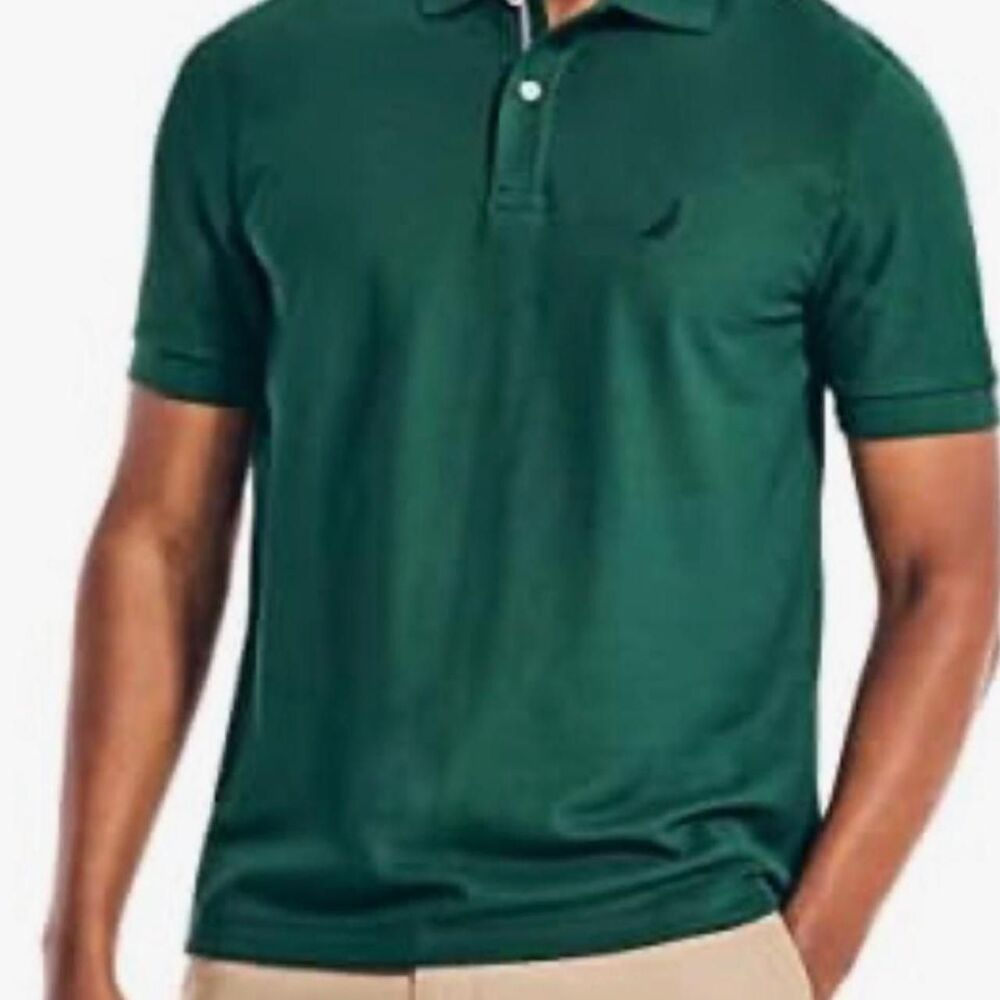 Nautica Men's Green Polo-shirt cotton classic fit new work casual